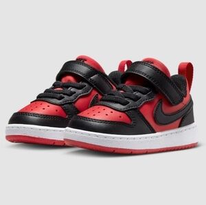 Nike Bourough Low Recraft Infants Sneakers. Red And Black With White Soles.